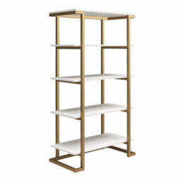 Dorel Home Camila 5 Shelf Bookcase White / Golden - thumbnail 2