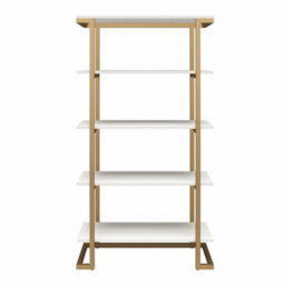 Dorel Home Camila 5 Shelf Bookcase White / Golden - thumbnail 1