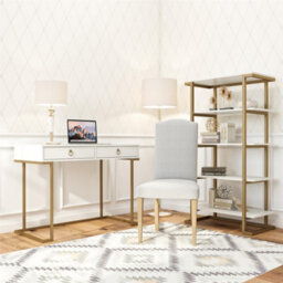 Dorel Home Camila 5 Shelf Bookcase White / Golden - thumbnail 5
