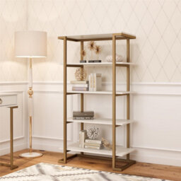 Dorel Home Camila 5 Shelf Bookcase White / Golden - thumbnail 4