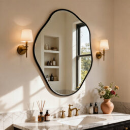 Artloge 67.5X90Cm Irregular Black-Rimmed Entryway Decor Mirror Aluminum Bathroom Makeup Mirror - thumbnail 8