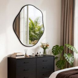Artloge 67.5X90Cm Irregular Black-Rimmed Entryway Decor Mirror Aluminum Bathroom Makeup Mirror - thumbnail 5