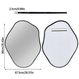 Artloge 67.5X90Cm Irregular Black-Rimmed Entryway Decor Mirror Aluminum Bathroom Makeup Mirror - thumbnail 2