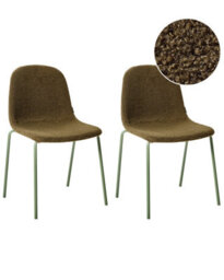 Wyld And Coco Set Of 2 Green Boucle Conference Chairs With Iron Legs - Stackable, Floor-Friendly - thumbnail 3