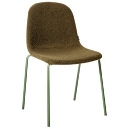 Wyld And Coco Set Of 2 Green Boucle Conference Chairs With Iron Legs - Stackable, Floor-Friendly - thumbnail 5
