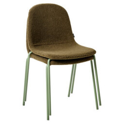 Wyld And Coco Set Of 2 Green Boucle Conference Chairs With Iron Legs - Stackable, Floor-Friendly - thumbnail 9