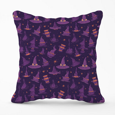 Warren Reed Designer Witch Hats And Broomsticks Outdoor Cushion 45Cm X 45Cm - image 1