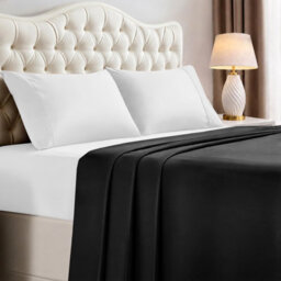 Oxford Homeware Black Flat Sheet 100% Egyptian Cotton 200 Thread Count Soft Easy Care Bedding Sheet (W)270Cmx(L)298Cm (King) - thumbnail 1