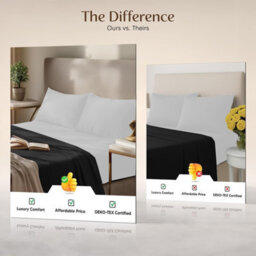 Oxford Homeware Black Flat Sheet 100% Egyptian Cotton 200 Thread Count Soft Easy Care Bedding Sheet (W)270Cmx(L)298Cm (King) - thumbnail 5