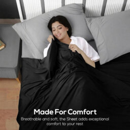 Oxford Homeware Black Flat Sheet 100% Egyptian Cotton 200 Thread Count Soft Easy Care Bedding Sheet (W)270Cmx(L)298Cm (King) - thumbnail 3