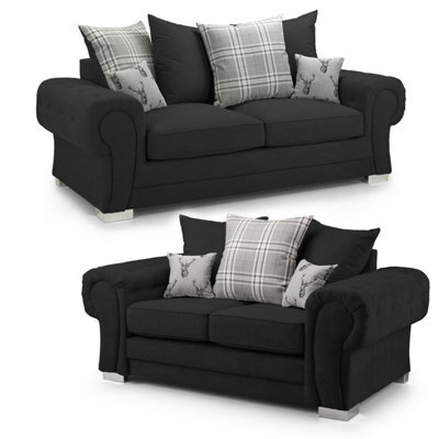 Furnishings For Less UK Milan Fabric Sofa Suite 3 And 2 Seater Sofa Set Scatter Back - image 1