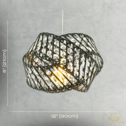 Happy Homewares Designer Triple Ring Black Pendant Lamp Shade With Clear Acrylic Beads - thumbnail 7