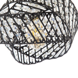 Happy Homewares Designer Triple Ring Black Pendant Lamp Shade With Clear Acrylic Beads - thumbnail 4