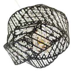 Happy Homewares Designer Triple Ring Black Pendant Lamp Shade With Clear Acrylic Beads - thumbnail 5