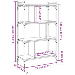 Berkfield Industrial Bookcase 4-Tier Black 76X32X123 Cm Engineered Wood - thumbnail 9
