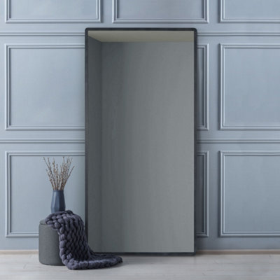 "MirrorOutlet The Naturalis - Solid Black Oak Rounded Corner Leaner / Wall Mirror 71"" X 35"" (180Cm X 90Cm" - image 1