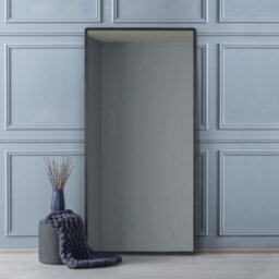 "MirrorOutlet The Naturalis - Solid Black Oak Rounded Corner Leaner / Wall Mirror 71"" X 35"" (180Cm X 90Cm"