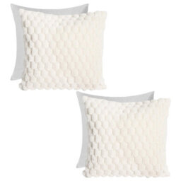 OHS 2 Pack Waffle Faux Fur Filled Cushion Covers, Cream - 45 X 45Cm