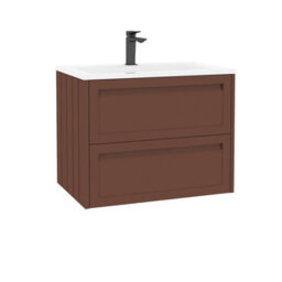 Royal Bathrooms Elmore 700mm Traditional Wall Hung 2 Drawer Bathroom Vanity Unit With Matt Stone Basin Sink - Terracotta Clay - thumbnail 6