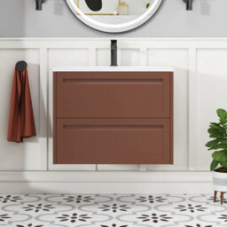 Royal Bathrooms Elmore 700mm Traditional Wall Hung 2 Drawer Bathroom Vanity Unit With Matt Stone Basin Sink - Terracotta Clay - thumbnail 3
