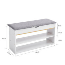 1001 White Entryway Shoe Bench With Cushion Seat Storage Cabinet Organizer - thumbnail 2
