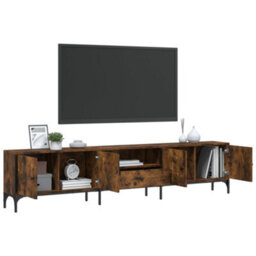 Berkfield Durable Tv Cabinet With Drawer Smoked Oak 200X25X44 Cm Engineered Wood - thumbnail 4