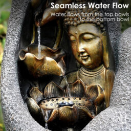 Geezy Hand Buddha Water Feature Outdoor Indoor Led Fountain Waterfall Garden Decor - thumbnail 2