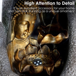 Geezy Hand Buddha Water Feature Outdoor Indoor Led Fountain Waterfall Garden Decor - thumbnail 4