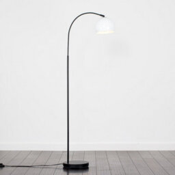 Valuelights Designer Style Black Curved Stem Floor Lamp With Gloss White  Metal Dome Light Shade - thumbnail 2