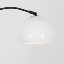 Valuelights Designer Style Black Curved Stem Floor Lamp With Gloss White  Metal Dome Light Shade - thumbnail 3