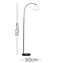 Valuelights Designer Style Black Curved Stem Floor Lamp With Gloss White  Metal Dome Light Shade - thumbnail 5