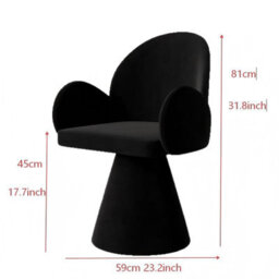 Matteo Light Luxury Swivel Vanity Stool - Black Fabric Dressing Table Chair For Bedroom & Salon - thumbnail 6