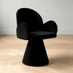 Matteo Light Luxury Swivel Vanity Stool - Black Fabric Dressing Table Chair For Bedroom & Salon - thumbnail 5