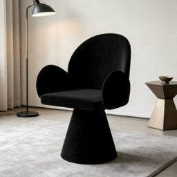 Matteo Light Luxury Swivel Vanity Stool - Black Fabric Dressing Table Chair For Bedroom & Salon - thumbnail 7