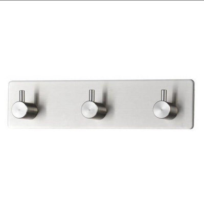 Stainless Steel Wall-Mounted Coat Rack For Bathrobe, Towel, Hat, Self-Adhesive, 3 Hooks - image 1