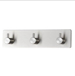 Stainless Steel Wall-Mounted Coat Rack For Bathrobe, Towel, Hat, Self-Adhesive, 3 Hooks - thumbnail 1