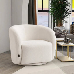 Swivel Tub Chair Upholstered Single Sofa Rotating Armchair Accent Chairs - thumbnail 3