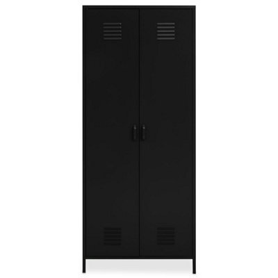 Orsina Two Door Black Wardrobe, Customized Organation By Adjustable Shelf Wardrobe, Durable Wardrobe With Drawers - image 1