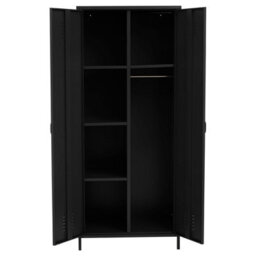 Orsina Two Door Black Wardrobe, Customized Organation By Adjustable Shelf Wardrobe, Durable Wardrobe With Drawers - thumbnail 2