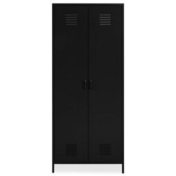 Orsina Two Door Black Wardrobe, Customized Organation By Adjustable Shelf Wardrobe, Durable Wardrobe With Drawers - thumbnail 1