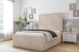 "Sloomy Somerset Sand Naples Bed Frame With Mattress With 50"" Upholstered Headboard 4' Small Double" - thumbnail 2