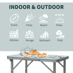 Outsunny Garden Outdoor Camping Aluminium Table Portable Folding Picnic Table - thumbnail 7