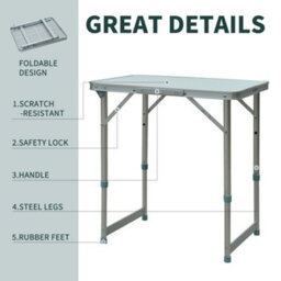 Outsunny Garden Outdoor Camping Aluminium Table Portable Folding Picnic Table - thumbnail 5