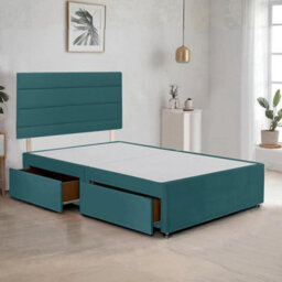 Green Plush 6Ft Super King Size Bed Frame With 20 Inch Headboard And 2Drawers - thumbnail 1