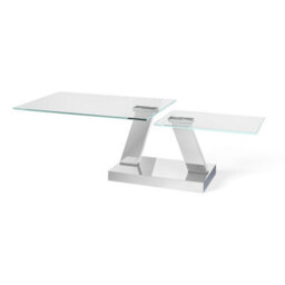 Furniture in Fashion Magic Wings Swivel Clear Glass Coffee Table With Steel Base - thumbnail 2