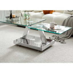 Furniture in Fashion Magic Wings Swivel Clear Glass Coffee Table With Steel Base