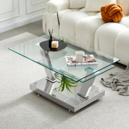Furniture in Fashion Magic Wings Swivel Clear Glass Coffee Table With Steel Base - thumbnail 7