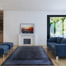 Indigo Black Abstract Modern Bordered Rug For Living Room And Bedroom-160Cm X 230Cm - thumbnail 1