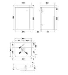 Balterley Flashbrook Modern Bathroom Wall Hung 1 Door Vanity Unit Basin, Dark Grey, 405mm - thumbnail 8