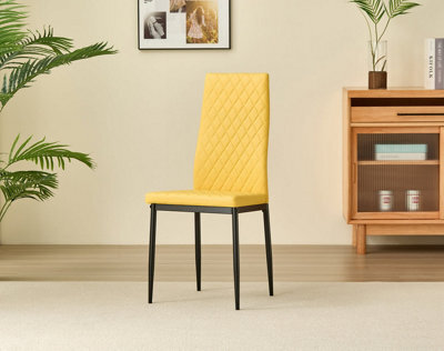 Outdoor Living (NW) Ltd Emily Leather Comfort Dining Chairs - Mustard - Set Of 4 - image 1